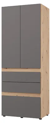 Produktbild von Venas - Kleiderschrank 2 Türen, 79x208h cm Anthrazit, Kleiderstange