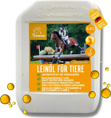 Produktbild von EMMA Leinöl Pferde 2,5L für Hunde Katzen I Barf Öl I Leinöl Pferd Omega 3 Öl 3 6 Fettsäuren I Futteröl für Tiere Leinsamenöl Kaltgepresst