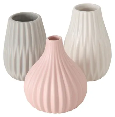 Produktbild von Vase Wilma H14 cm  Ø 8cm Steingut grau/rosa/weiß 3er-Set