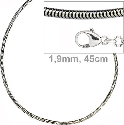 Produktbild von JOBO Schlangenkette 925 Sterling Silber 1,9 mm 45 cm Halskette Kette Karabiner