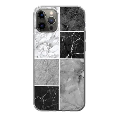 Produktbild von MuchoWow® Handyhülle Schutzhülle Hülle für iPhone 12 Pro Marmor - Schwarz - Weiß Silikon Softcase Handy Hülle - Abdeckung