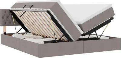 Obrázok produktu pre vidaXL Posteľ s LED svetelnými pásmi s čelom Taupe 180 x 200 cm látka