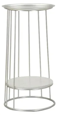 Immagine prodotto di Tavolino Towery in ferro e marmo finitura argento Ø 40 cm
