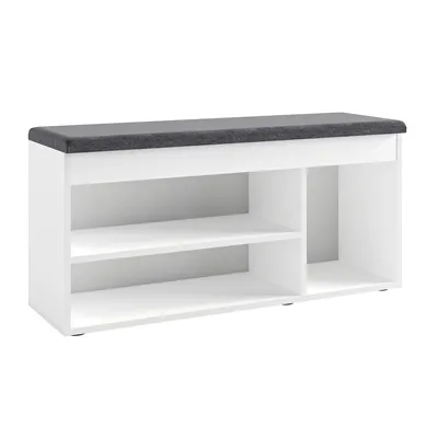 Produktbild von KOMTO Schuhbank mit Sitzfläche - Schuhregal Bank mit Stauraum Schuhschrank mit Sitzbank Flur Bank Garderobenbank Sofia 100 x 48 x 32 cm Weiß