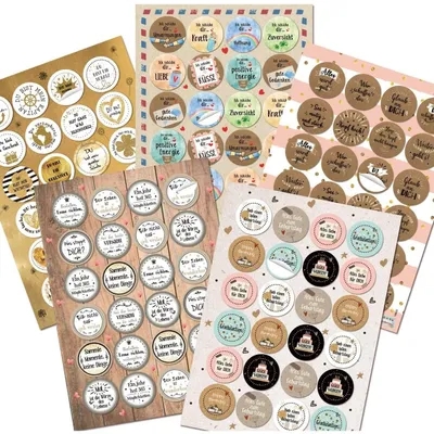 Produktbild von 120 bunte Aufkleber - Sprüche Sticker Liebe Freundschaft Geburtstag