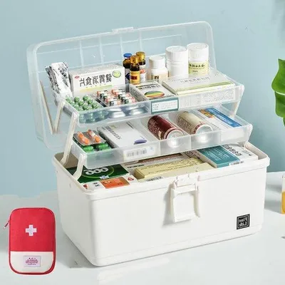 Image de Armoire à pharmacie et à outils blanche, 34 x 19 x 23 cm