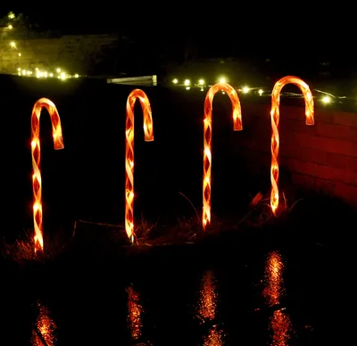 Produktbild von LEX 4er Set Zuckerstangen 50cm 32 LED Timer Batteriebetrieb warmweiß LK076W