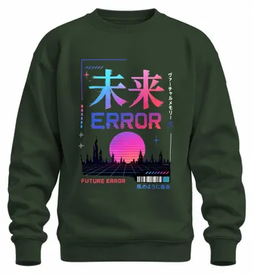 Zdjęcie produktu dla Bluza z kapturem w stylu Vaporwave, inspirowana japońską kulturą i estetyką Y2K, z motywami mangi, w kolorze butelkowej zieleni, rozmiar M