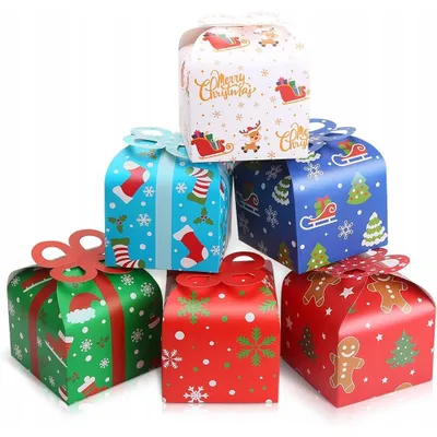 Produktbild von 24 Stück Weihnachtsgeschenkboxen, Geschenkverpackung Weihnachten Süßigkeitskästen Geschenkbox Weihnachtskraftpapier Kleine Geschenkboxen