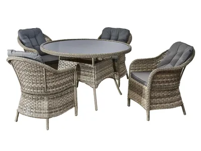 Image de Bello Giardino | Ensemble de mobilier de jardin Moderno - Beige - 4 personnes - Résistant aux intempéries - Table ronde + 4 chaises