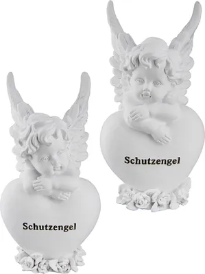 Produktbild von Gilde Figur, Engel, "Schutzengel", Herzmotiv, Schriftzug, Poly, weiß, L. 8 cm, B. 10 cm, H. 18.5 cm 55847 4063387558478 2 Stück (2-fach sortiert)
