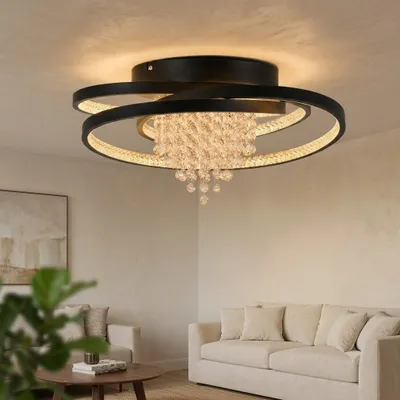 Image de ZMH LED plafonnier 40W luminaire de plafond lampe salon ronde lampe chambre blanc chaud lampe couloir cristal éclairage de plafond pour salon et burea