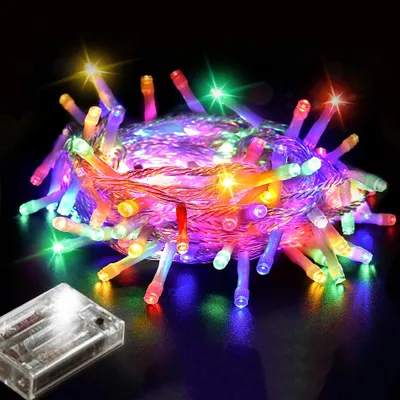 Image de 5M 50 LED Chaîne d'éclairage Fonctionnant sur pile Batterie Multicolore Intérieur Chaîne d'éclairage de Noël Chambre Fête Mariage Décoration
