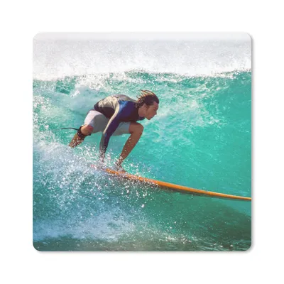 Produktbild von MuchoWow® Mauspad Mousepad Surfen auf den Wellen 20x20 cm - Mousepads - Maus Mat - Pad - Mausunterlage - Desk Mat - Bureauartikeln