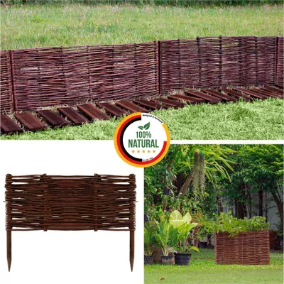 Produktbild von Floranica 1 Stück Beeteinfassung Weide 30 cm x 50 cm Handgemachte Rasenkante  Beetbegrenzung - Beetzaun