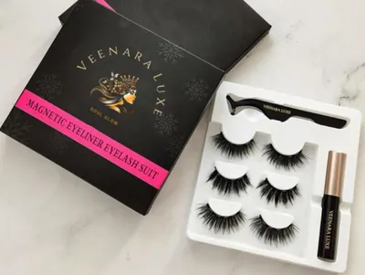 Produktbild von Eyelash & Eyeliner Set False Lashes Kit Lashes No Glue Set Magnetic Eyeliner Lash Kit (BLACK)