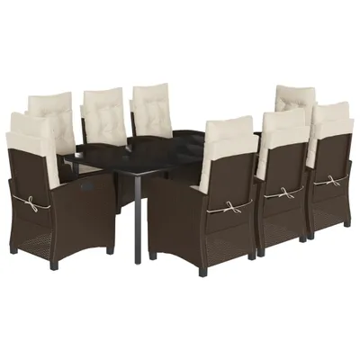 Produktbild von vidaXL 9-tlg. Garten-Essgruppe mit Kissen Braun Poly Rattan