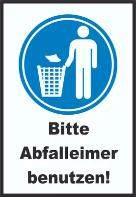 Produktbild von Bitte Abfalleimer benutzen Schild A5 Rückseite selbstklebend