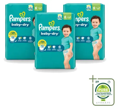 Immagine prodotto di 3 pannolini Pampers Baby-Dry, taglia 6, confezione grande - 3 pezzi