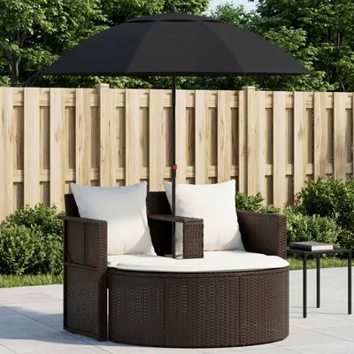 Productafbeelding van Maison Exclusive - Tuinbed met parasol, bruin, van polyrotan