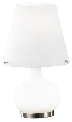 Zdjęcie produktu dla Lampa stołowa Ade z metalu i białego szkła dmuchanego, elegancki design z podwójnym przełącznikiem, gniazdo G9 i E14, 230 V, kod 2533-34-102