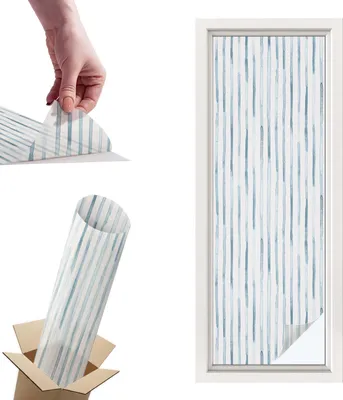 Obrázek produktu pro Vitrážová fólie na okna - 146x50 cm - Vitrážová fólie na okna, dekorativní a neprůhledná - Samolepicí dekorativní fólie na sklo s vitrážovým vzorem - UV ochrana, snadná instalace, dekorace oken - Vertikální pruhy
