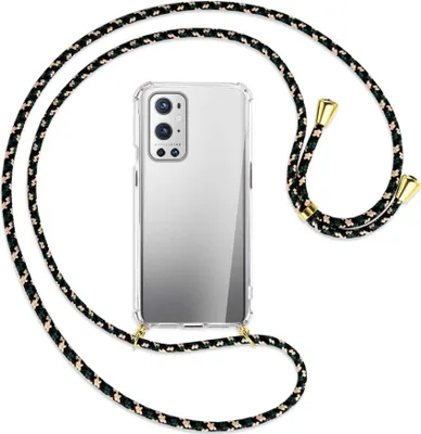Produktbild von Handykette Backcover-Schutzhülle mit Band (Metall goldfarben) für OnePlus 9 - camouflage