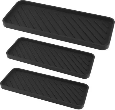 Immagine prodotto di confezione da 3 contenitori in silicone per lavello per cucina e bagno - nero
