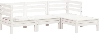 Immagine prodotto di vidaXL Divano da giardino a 3 posti con poggiapiedi, bianco, in legno massello di pino