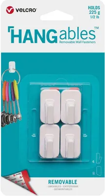 Produktbild von VELCRO® HANGables Mikro-Klebe-Haken 225g, 4 St. wiederablösbar, weiß