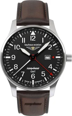 Immagine prodotto di Bauhaus 2744-2 Orologio da polso da uomo Aviation GMT Tornado Marrone/Nero