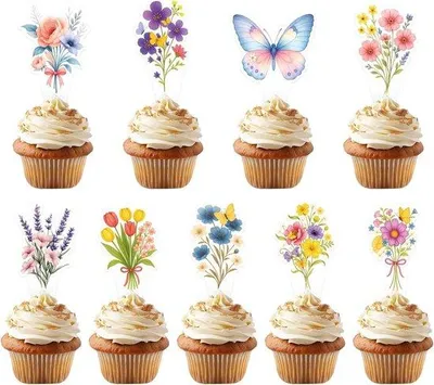 Produktbild von Kuchenmöppchen mit Wildblumen - Für Geburtstagsfeiern, Hochzeiten und Baby-Shower