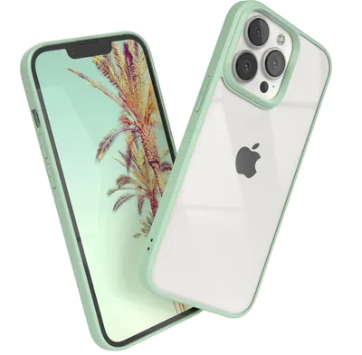 Produktbild von EAZY CASE Clear Hybrid Bumper Hülle für Apple iPhone 13 Pro, Handyhülle stoßfest mit Kameraschutz, Handycase dünn in Grün