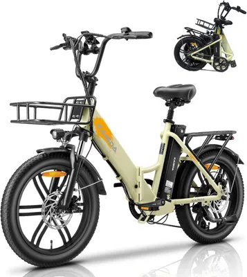 Produktbild von E-Bike Klappbar 20 Zoll Fatbike – 36V20.8Ah Doppelakku, 90KM Reichweite & 150KG Belastung | Faltbar 20 Zoll Fat Tire für Schnee, Stadt, Strand – 33KG