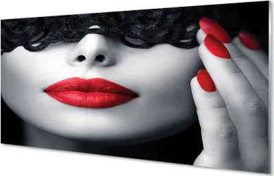 Produktbild von Glasbilder 100x50 Wandkunst Rote Lippen Frau