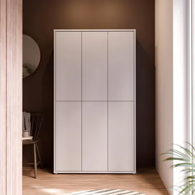 Produktbild von Forte ALICE SPRINGS Schuhschrank 100 110, moderner Flurschrank mit 6 Türen und 15 Einlegeböden, Holzwerkstoff, Secret Grey, 109,2 cm breit x 191,9 cm hoch x 34,9 cm tief