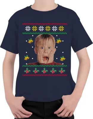 Produktbild von Kevin Allein Zuhause - Weihnachtsgeschenk Ugly Christmas Sweater Weihnachten Uni Kinder T-Shirt, Navy, 116