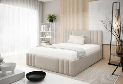 Produktbild von POLSTERBETT RIVIO mit Bettkasten|Bett 160x200|Doppelbett mit Stauraum und Lattenrost|Boxspringbett-Optik|ohne Matratze|Schlafzimmer-Beige