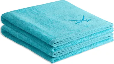 Produktbild von Sansibar Sylt 2er Duschtuch Set Frottier-Serie „Classic“, 2-tlg, türkis, hochwertige Säbel Stickerei, pflegeleicht, hautfreundlich