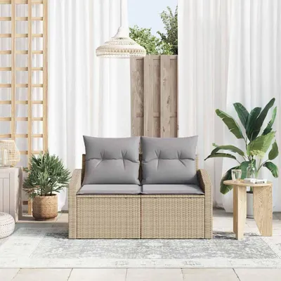 Image de Canapé de jardin vidaXL avec coussins 123 x 62 x 69 cm en polyrotin