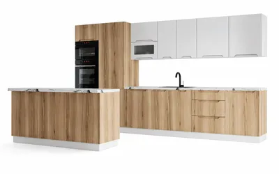 Produktbild von "Küchenzeile – Küchenblock – Einbauküche – Komplettküche – Singleküche – Zivora – KS23-G380 – 380 cm – Halifax Eiche Ohne Arbeitsplatte & Elektrogerä