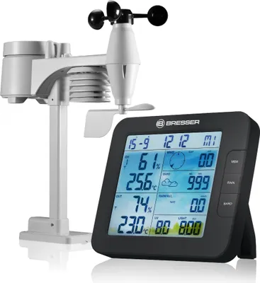 Produktbild von Bresser Smart Home WLAN-Wetterstation mit 7-in-1 Außensensor, Farbdisplay, App-Steuerung, Alexa kompatibel, Regenmesser, Windmesser, UV-/Lichtsensor