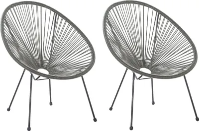 Obrázek produktu pro BELIANI Sada 2 venkovních křesel tmavě šedá umělý ratan pletená kulatá židle na balkon terasu moderní design zahrada