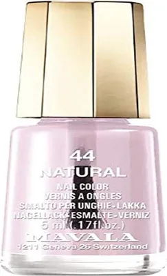 A bottle of Mavala nail polish with a gold cap.