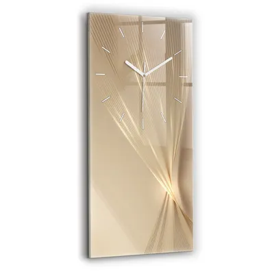 Produktbild von Wallfluent Wanduhr – Stilles Quarzuhrwerk - Uhr Dekoration Wohnzimmer Schlafzimmer Küche - Zifferblatt mit Strichen - weiße Zeiger - 30x60 cm - Abstraktes Licht