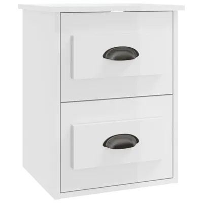 Obrázek produktu pro Nástěnný noční stolek bílý s vysokým leskem 41,5 x 36 x 53 cm