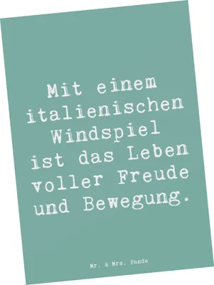 Produktbild von Mr. & Mrs. Panda Postkarte Spruch Italienisches Windspiel Glück - Meeresbrise - Geschenk, Hunderassen Pflege, Hunderasse, Eigenschaften, Abenteuer, Grußkarte, Postkarten