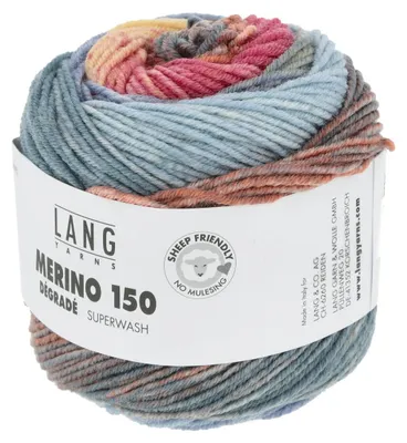 Produktbild von Lang Yarns - Merino 150 Dégradé 0010 hellblau gelb orange
