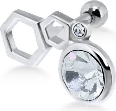 Produktbild von Helix Ohrpiercing Wabenförmig 925 Sterling Silber in verschiedenen Farben mit Kristall Material - Silber Verschlusskugel - 3 mm