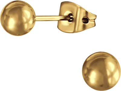Produktbild von Ohrringe Ohrstecker Titan mit goldfarbener Kugel 3-5mm Größe - 5 mm